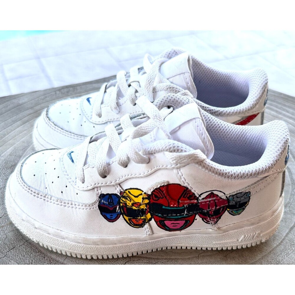 Custom Hand painted Power Rangers Nike Air Force 1 Kids Sneakers Size 9C